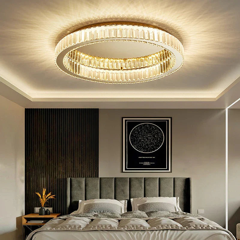 Afralia™ Crystal LED Ceiling Chandelier for Home Living Room Bedroom Lighting