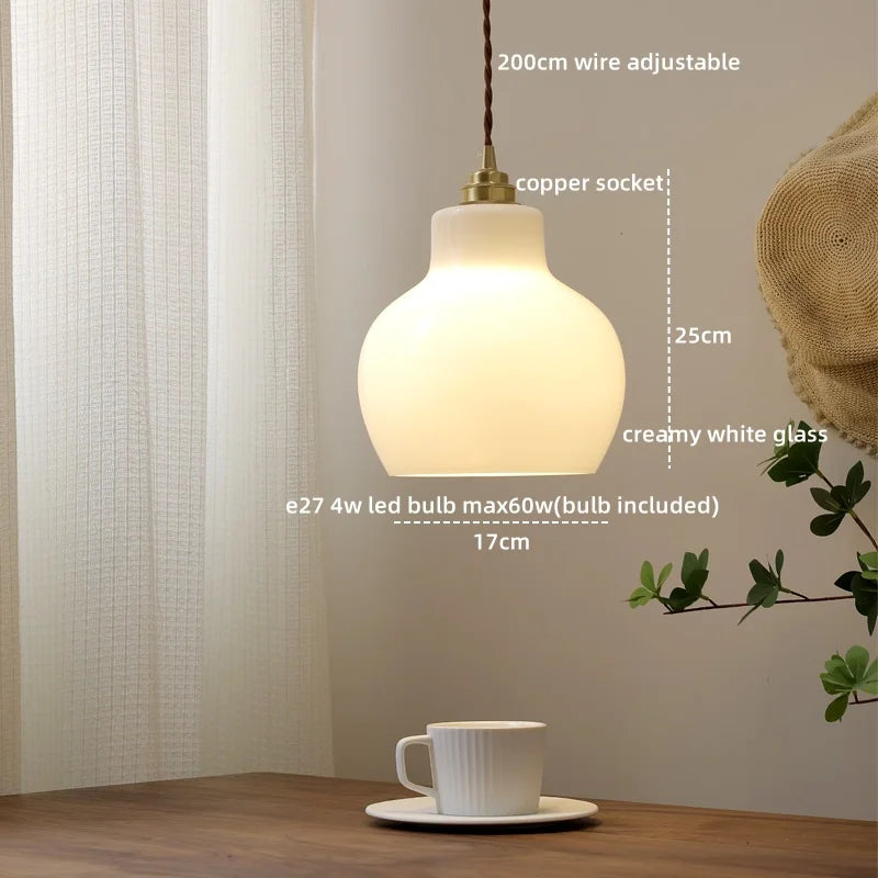 Afralia™ Copper Glass LED Pendant Light - Nordic Hanging Lamp for Home Decor