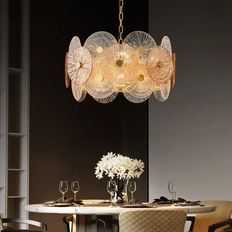Afralia™ Modern Gold Glass Chandelier LED Ceiling Light for Dining & Living Room