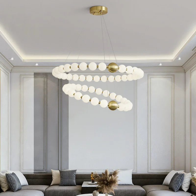 Afralia™ Brass LED Chandelier with Acrylic Ball - High Quality Dimmable Lighting