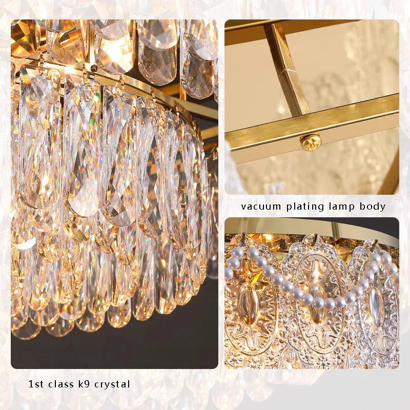 Afralia™ Gold Glass Ceiling Chandelier - Modern Vintage Living Room Lighting