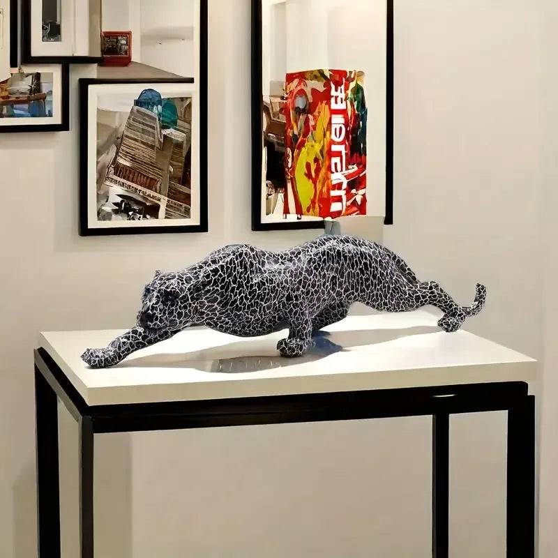 Afralia™ Cheetah Leopard Panther Statue Modern Creative Home Decor Sculpture