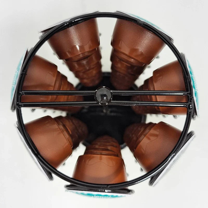Afralia™ Dolce Gusto Capsule Rack: Rotatable Metal Pod Holder Display Shelf for 35 Capsules