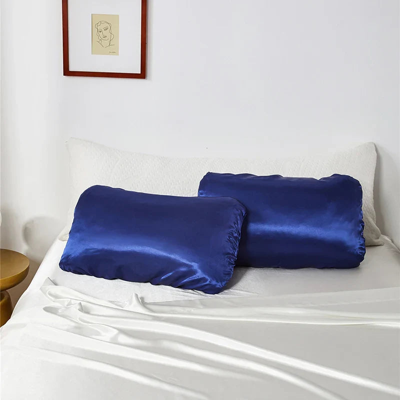 Afralia™ Imitation Silk Elastic Band Pillowcase Queen King Size Smooth Satin Luxury Bedding