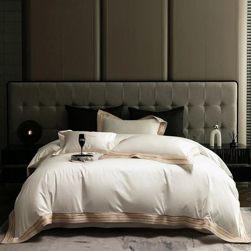 Afralia™ Luxury Egyptian Cotton Embroidered Bedding Set for Elegant Home Decor