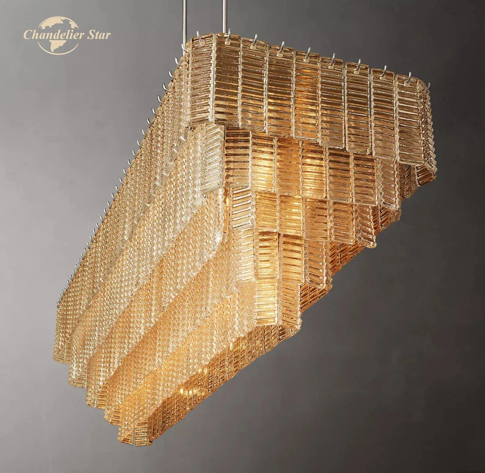 Afralia™ Sirene Glass Rectangular Chandelier Pendant Light - Modern LED Decoration Fixture