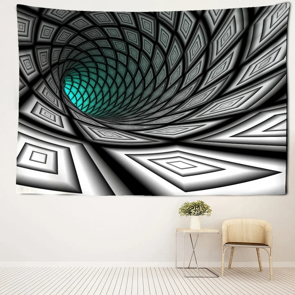 Afralia™ Vertigo Black Hole Abstract Art Tapestry Wall Hanging for Hippie Home Decor