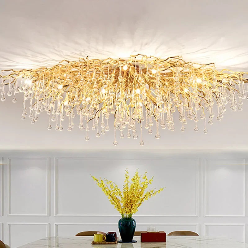 Afralia™ Golden Chandelier Modern Luxury LED Glossy Ceiling Lamp