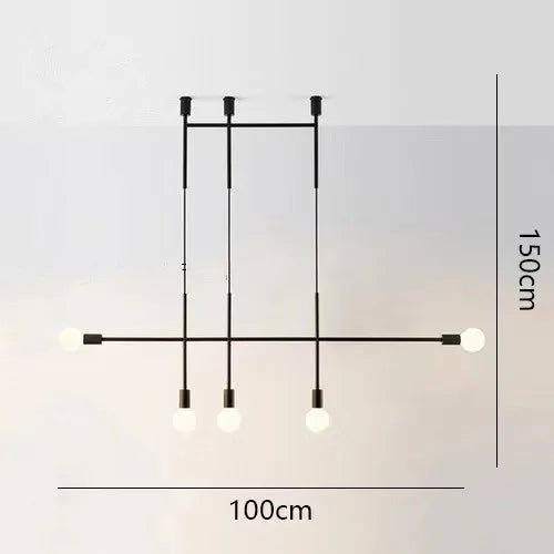 Afralia™ Black Rose Gold Long Tube Chandelier | Nordic Design for Cafe, Bar & Restaurant