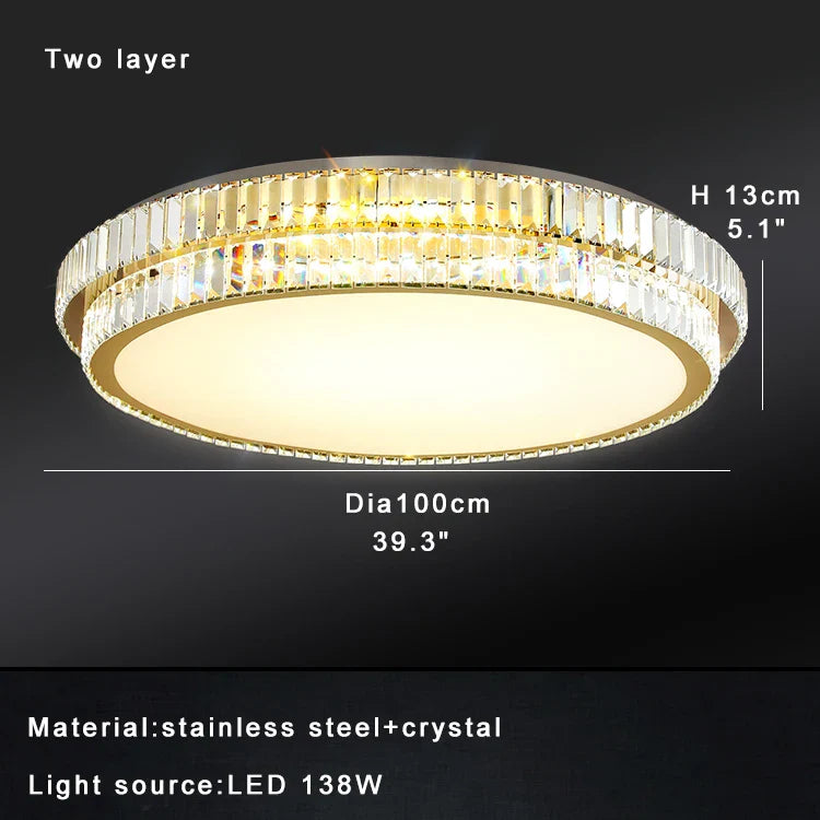 Afralia™ Luxury Crystal Ceiling Light, Modern LED Gold/Silver, Dimmable, Round/Square Design