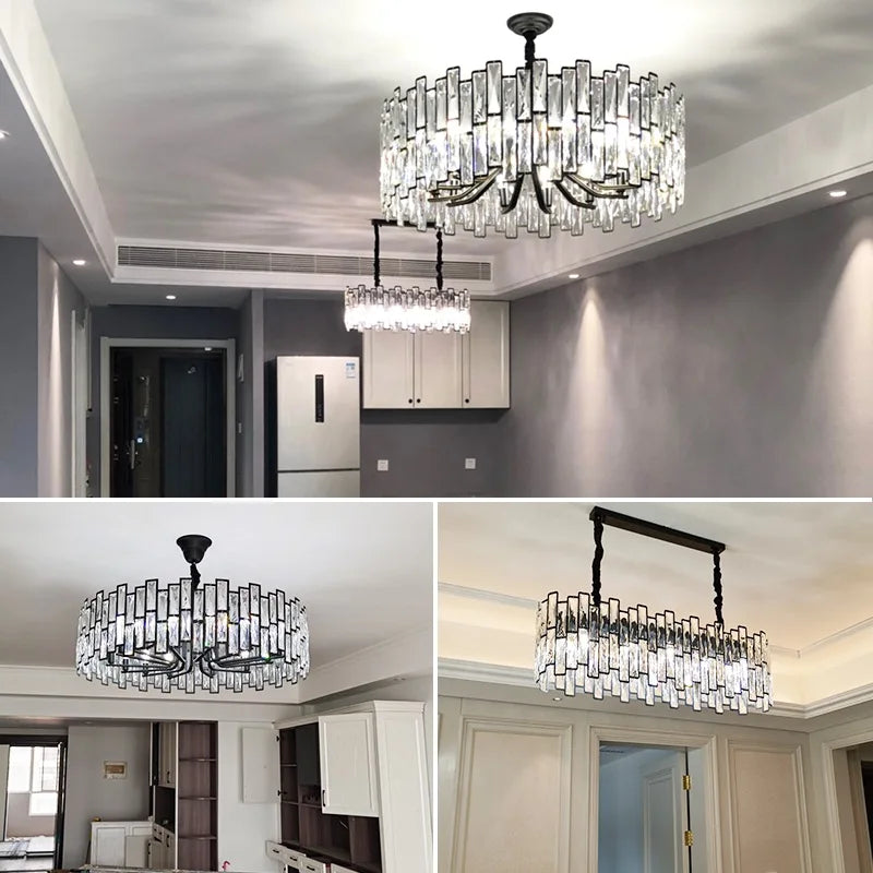 Afralia™ Luxury Crystal Chandeliers: Modern LED Pendant Lights for Living Room and Kitchen Island