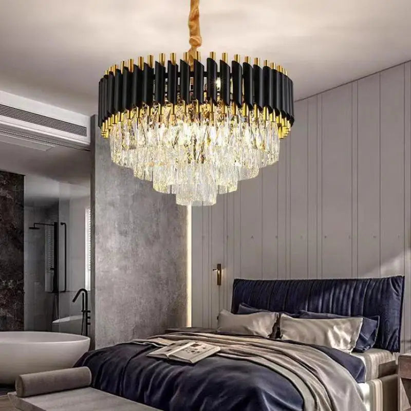 Afralia™ Modern Metal LED Chandelier with K9 Crystal - Luxury Dining Room Pendant Light