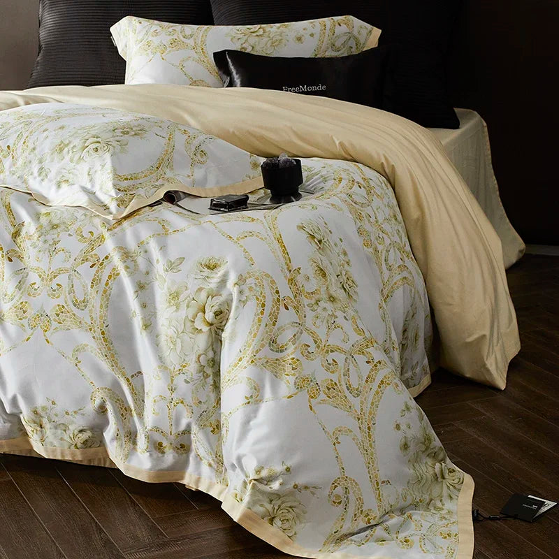 Afralia™ Luxe 100s Egyptian Cotton Bedding Set: Sheet, Blanket, Cover, Pillowcase