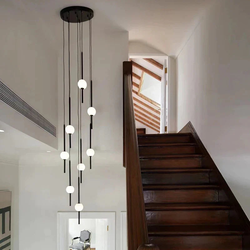 Afralia™ Creative LED Chandeliers: Luxurious Design for Living Rooms, Large Lighting Fixtures for Staircases