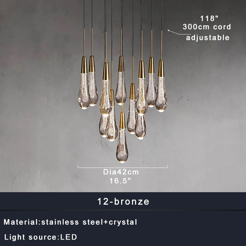 Afralia™ Crystal Water-drop Ceiling Chandelier: Elegant Dining Table Lighting Fixture