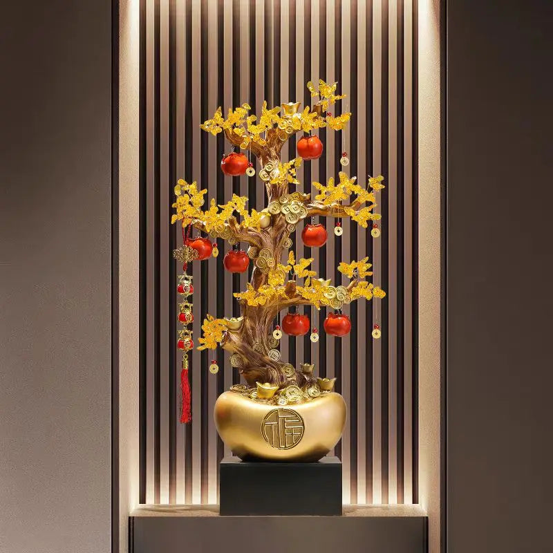 Afralia™ Money Tree Feng Shui Sculpture for Home Hotel Bookshelf Ornament