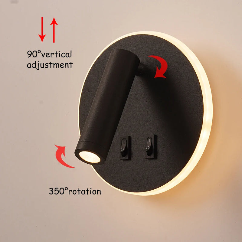 Afralia™ Adjustable Wall Lamp for Bedroom, Study, or Reading - 350° Rotation, Switch Included