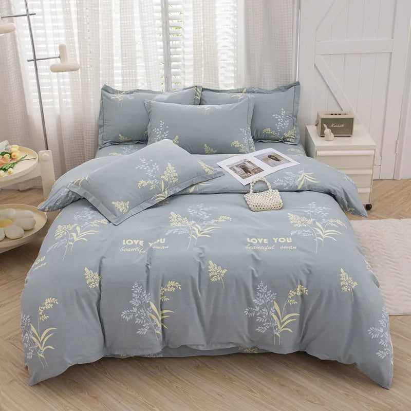 Afralia™ Luxury Cotton Printing Bedding Set - High Quality Cozy Double Quilt Cover Kit