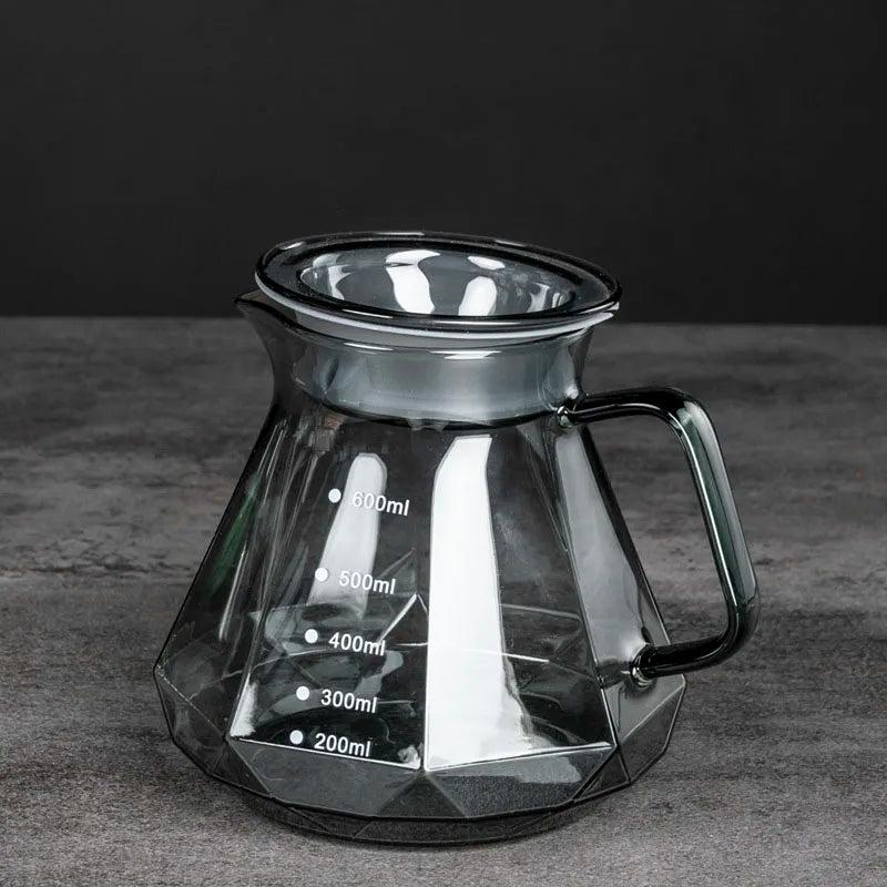 Afralia™ Diamond Glass Coffee Carafe with Reusable Filter Cup