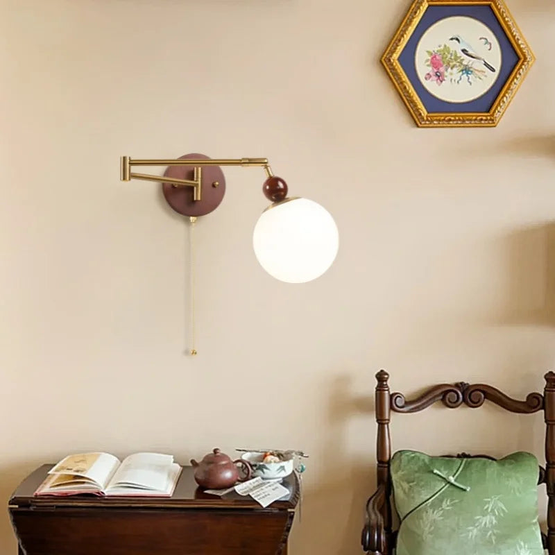 Afralia™ White Pumpkin LED Wall Light Fixture Swing Arm Nordic Modern Wandlamp