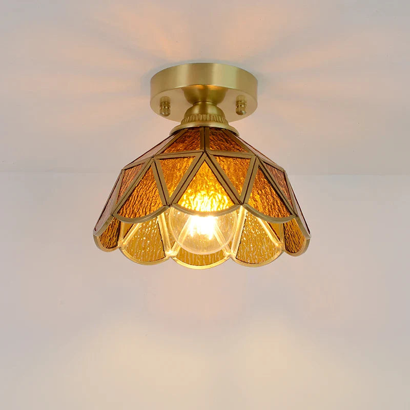 Afralia™ Glass Copper LED Ceiling Light - Nordic Home Lighting Fixture