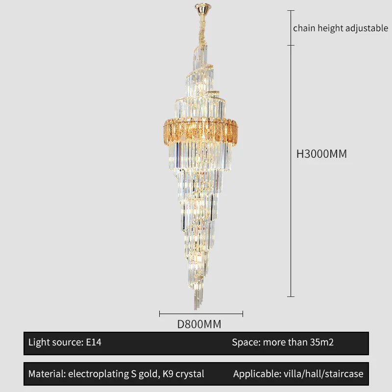 Afralia™ Spiral Staircase Chandelier: Luxury Postmodern Loft Light for Hotel, Villa, KTV