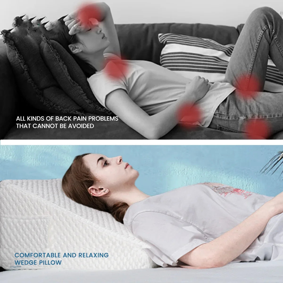 Afralia™ Memory Foam Wedge Pillow for Back, Leg, Knee Pain Relief with Removable Cover