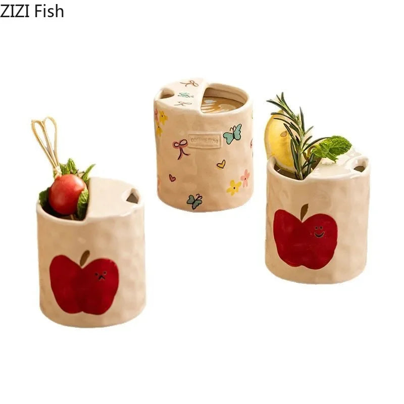 Afralia™ Bowknot Pattern Porcelain Coffee Mug, Cute Cartoon Design, Ideal for Tea and Juice.