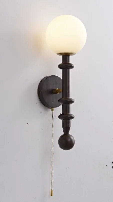 Afralia™ Retro Spiral Wooden Wall Lamp with Switch LED Light for Bedroom & Living Room