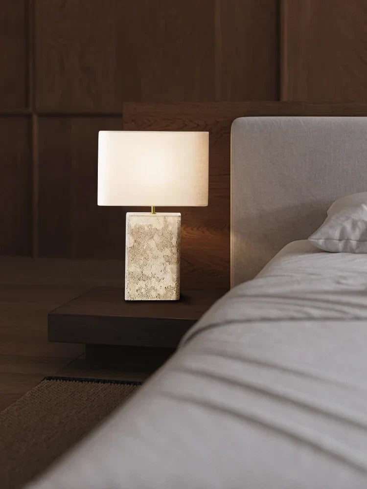 Afralia™ Large Brown Stone Fabric Table Lamp for Home Decoration in Living Room or Bedroom