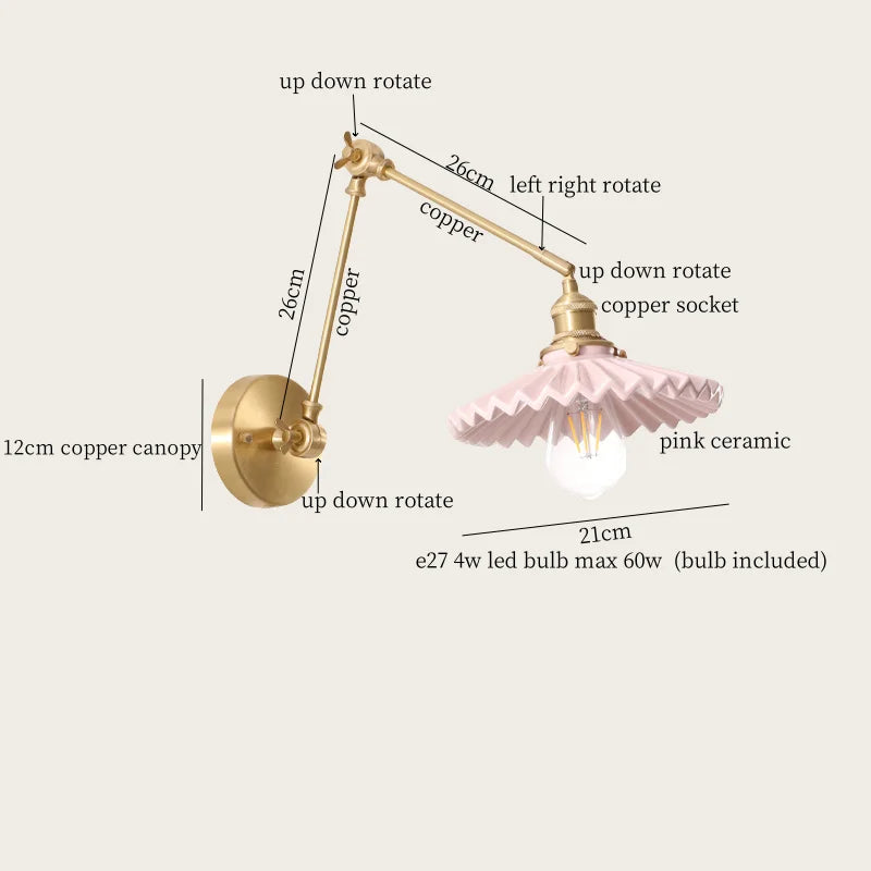 Afralia™ Copper Vintage LED Wall Sconce with Pull Chain for Stair, Loft, Bathroom, Bedroom