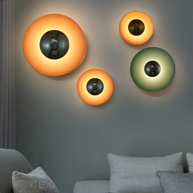 Afralia™ Modern Round LED Wall Lamp Living Room Bedroom Sconce Light