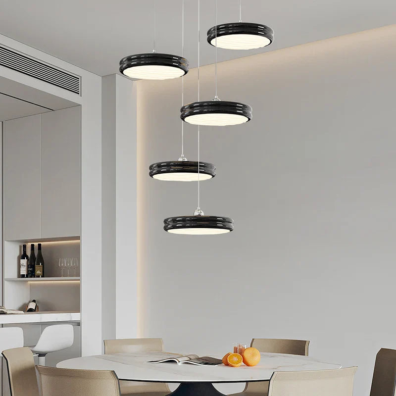 Afralia™ Circular Modern Chandelier Pendant Light Dimmable Indoor Lamp for Dining & Kitchen Island
