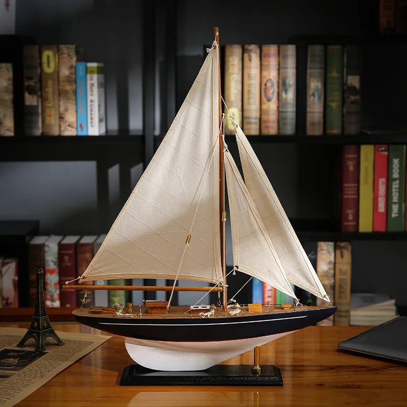 Afralia™ Wooden Sailboat Decoration, Modern Handmade Model, Pirate Ship Decor, High-grade Wood Crafts