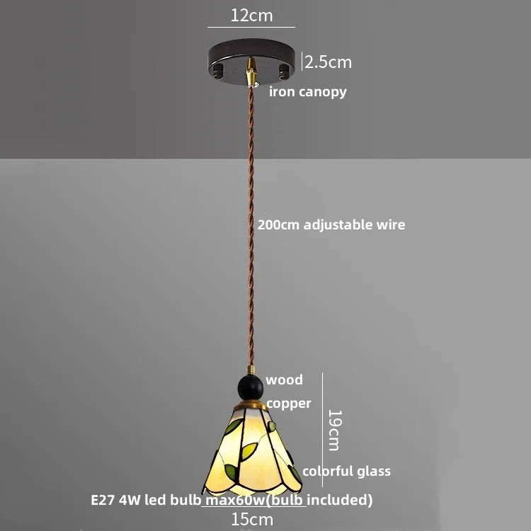 Afralia™ Tiffany Glass LED Pendant Lights - Modern Nordic Adjustable Hanging Lamp fix