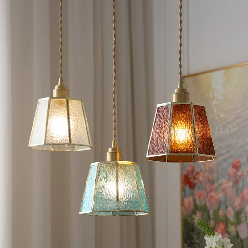 Afralia™ Copper Glass LED Pendant Lamp, Modern Nordic Hanging Light