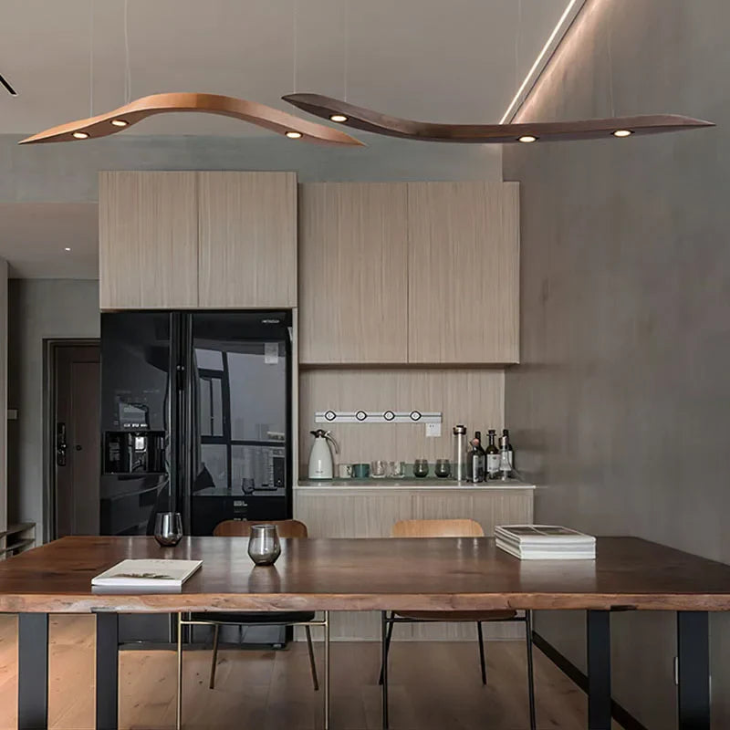 Afralia™ Wooden Pendant LED Hanging Lamps for Modern Living Dining Room Lighting