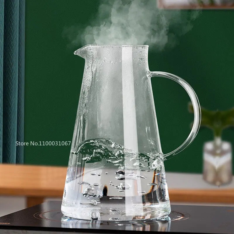 Afralia™ Glass Pitcher - Large Heat-Resistant Borosilicate Jug with Stainless Steel Lid