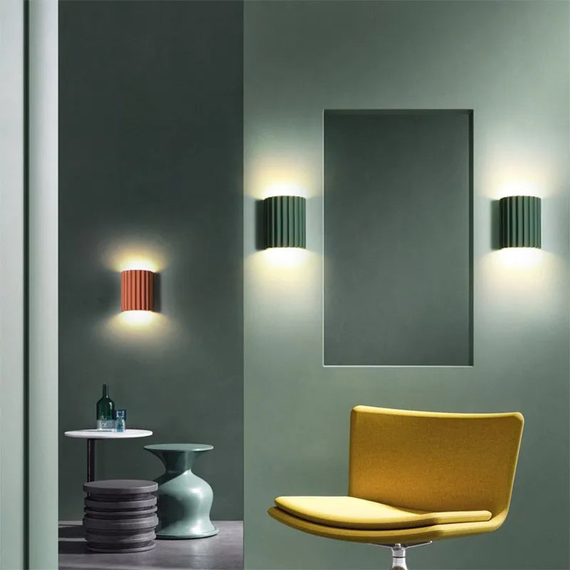 Afralia™ Nordic Macaron Stripe LED Wall Lamp for Stylish Home Illumination