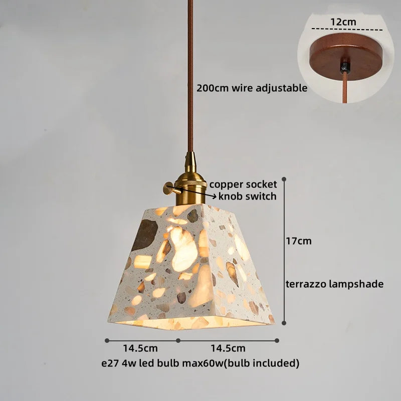 Afralia™ LED Terrazzo Pendant Lights for Corridor, Bedroom, Living Room - Japanese Style Lighting
