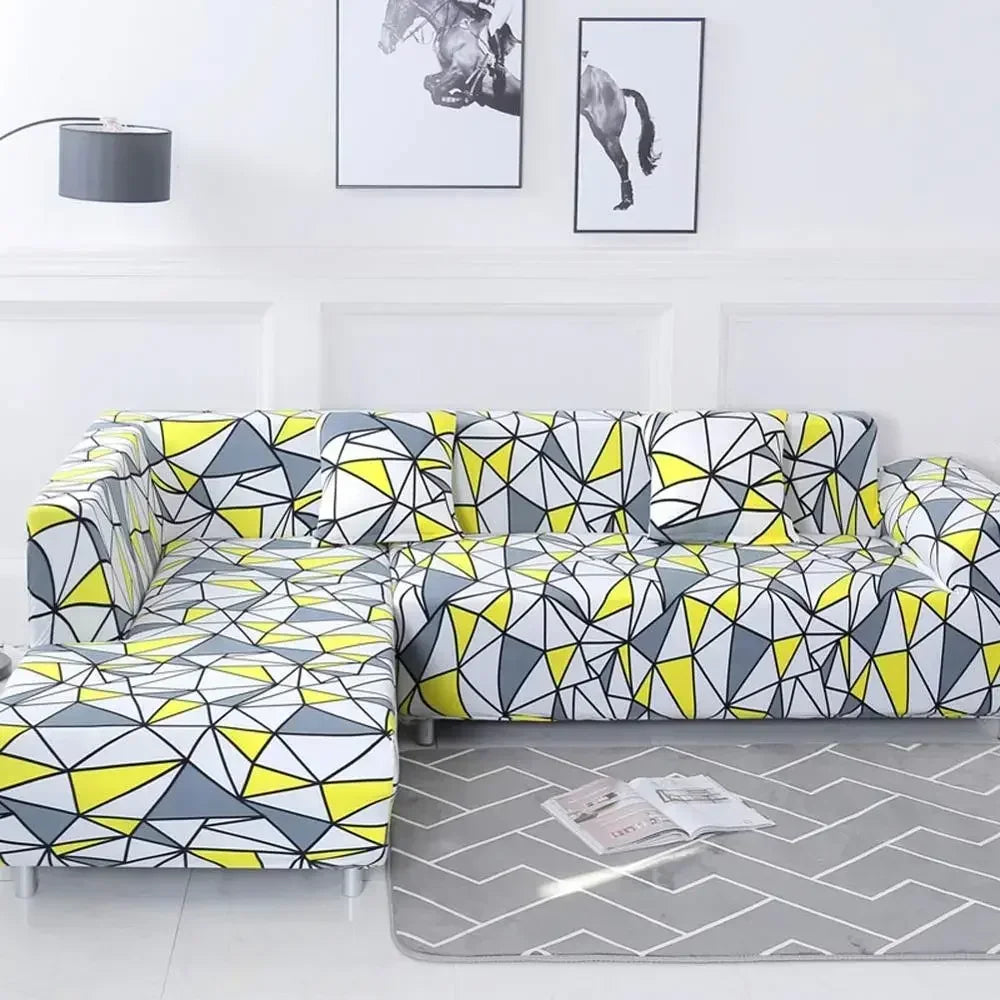 Afralia™ Geometric Stretch Sofa Cover Slipcover | Couch Protector | L Shape Sofa Cover