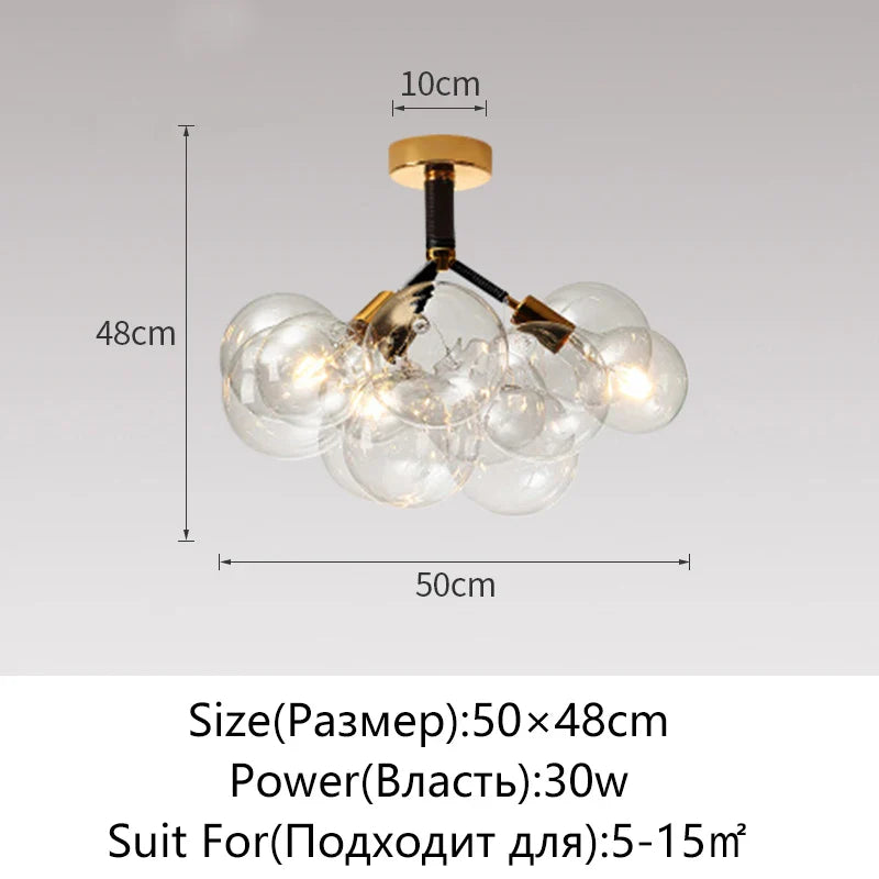 Nordic Glass Chandelier Ceiling Pendant Light by Afralia™. Luxe Home Decor Fixture for Living Room and Bedroom.