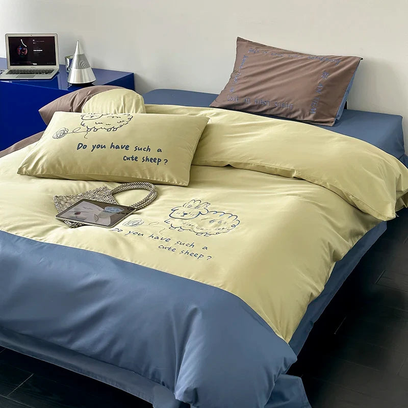 Luxury Embroidered Cotton King Size Bedding Set by Afralia™