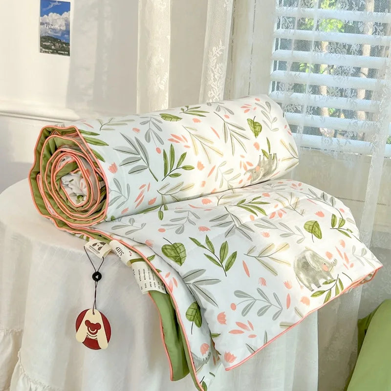 Afralia™ Cartoon Summer Blanket, Pure Cotton Soybean Fiber, Student Single Double Bed