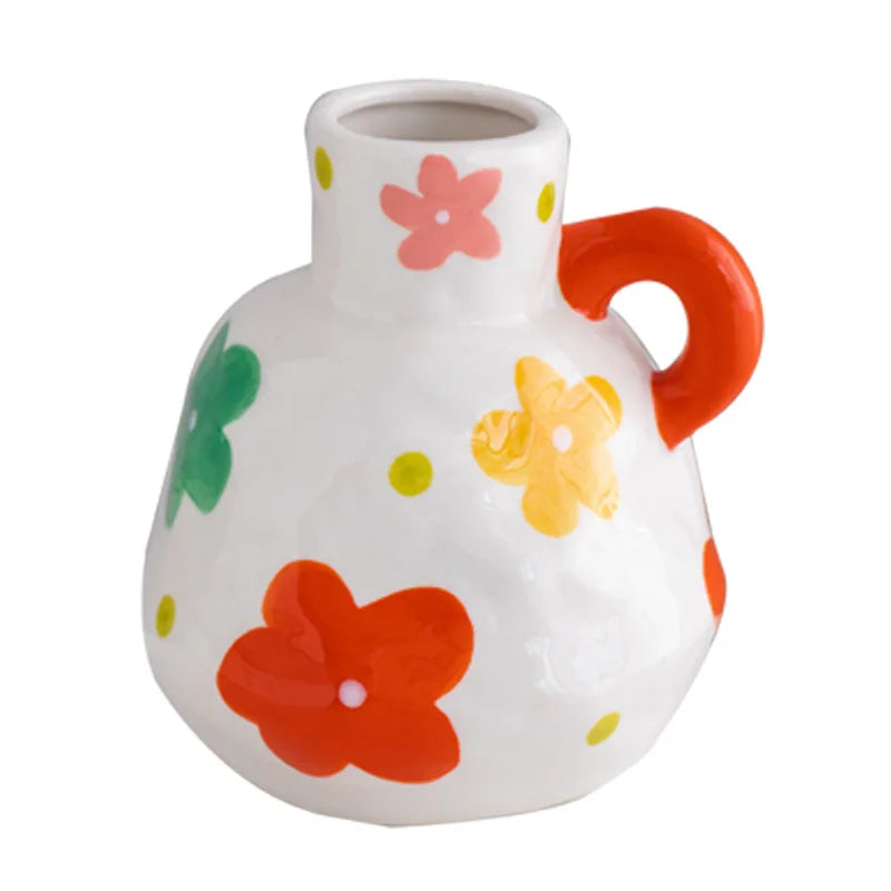 Afralia™ Ceramic Flower Vase Colorful Floral Arrangement Home Decoration Pot