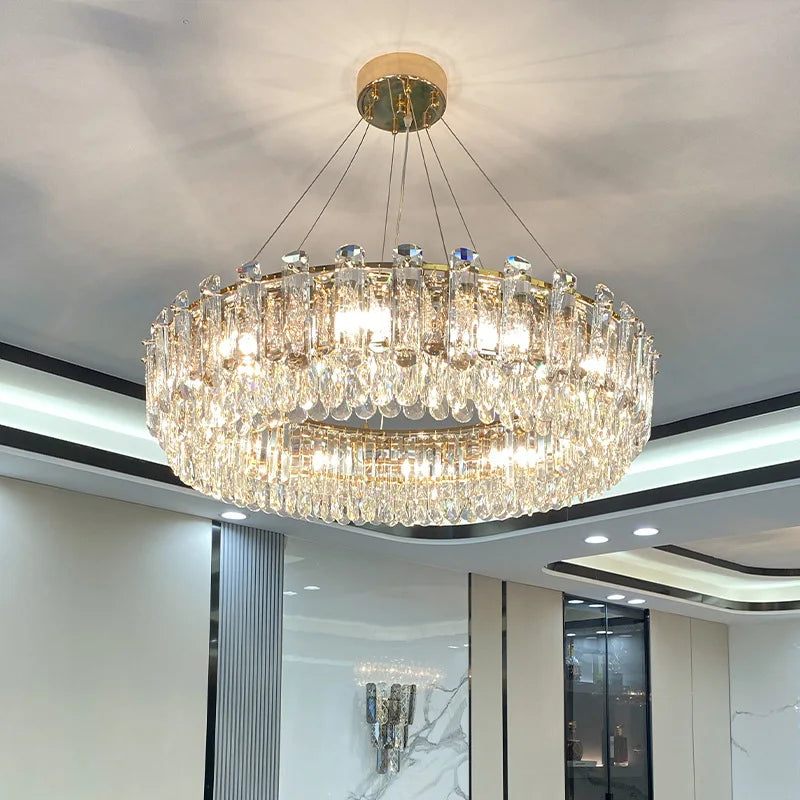 Afralia™ Crystal Pendant Chandelier Modern Luxury Dimmable Island Light Minimalist Home Decor