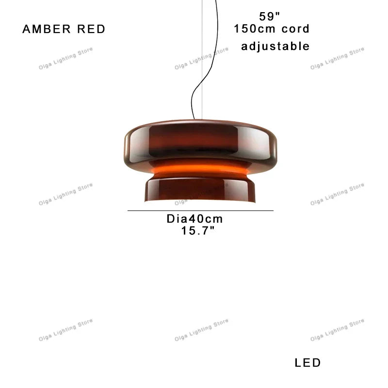 Afralia™ Amber Green Glass Pendant Light Modern Round Dining Table Decor