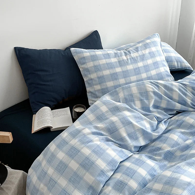 Afralia™ Super-Soft Wrinkled Yarn Bedding Sets | Washed Cotton Quilt Kit for Single/Double Bed