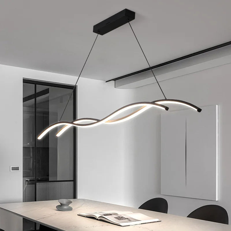 Afralia™ Wave LED Pendant Lights: Modern Chandeliers for Dining Room, Bar, and Home Decor