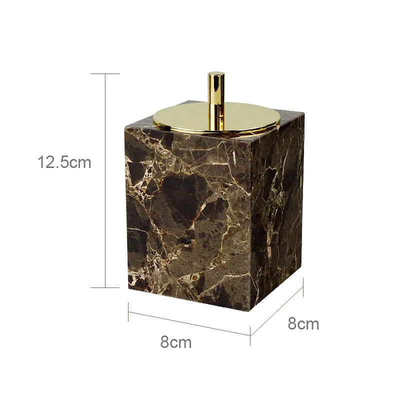 Afralia™ Emperador Dark Marble Bathroom Set with Luxury Accessories
